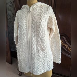 Inis Crafts Ireland Merino Wool Hooded Cardigan